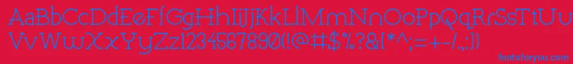 QuartzRegular-Schriftart – Blaue Schriften auf rotem Hintergrund