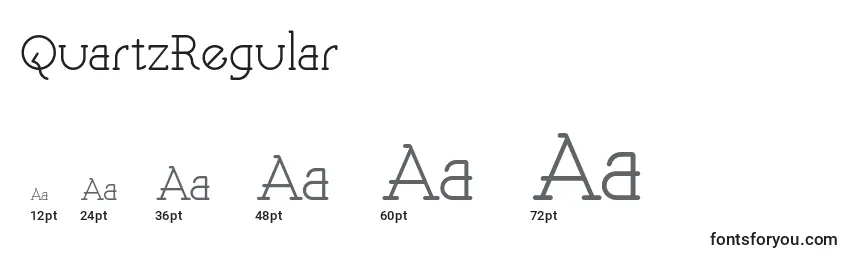 Размеры шрифта QuartzRegular