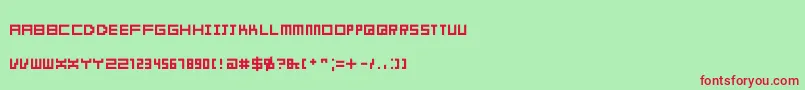 Obelusdwarf-Schriftart – Rote Schriften auf grünem Hintergrund