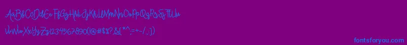 フォントAlleanaScript – 紫色の背景に青い文字