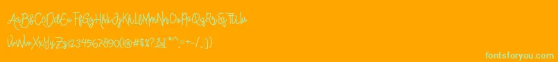 フォントAlleanaScript – オレンジの背景に緑のフォント