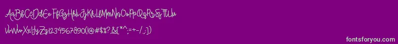 フォントAlleanaScript – 紫の背景に緑のフォント