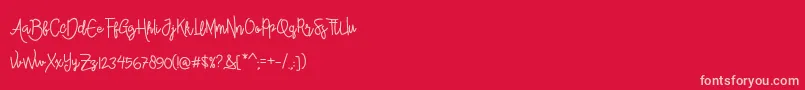 フォントAlleanaScript – 赤い背景にピンクのフォント