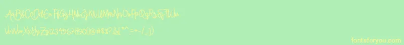 Czcionka AlleanaScript – żółte czcionki na zielonym tle