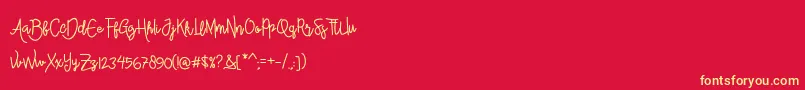 AlleanaScript Font – Yellow Fonts on Red Background