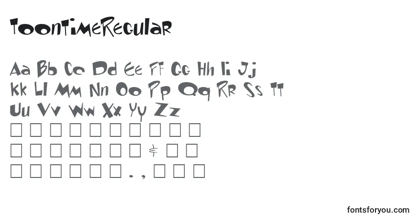 A fonte ToontimeRegular – alfabeto, números, caracteres especiais