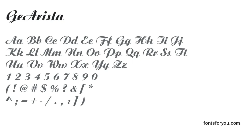 A fonte GeArista – alfabeto, números, caracteres especiais