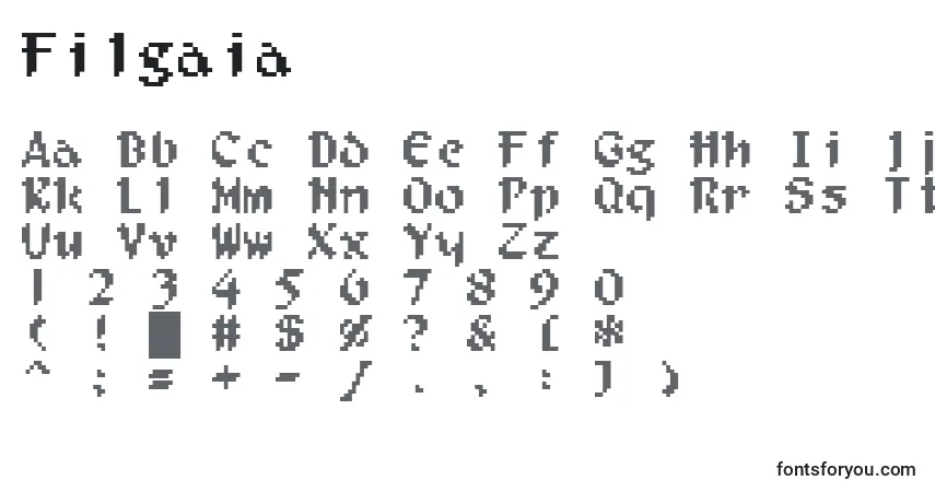 Schriftart Filgaia – Alphabet, Zahlen, spezielle Symbole