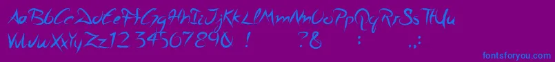 フォントAquietsleep – 紫色の背景に青い文字