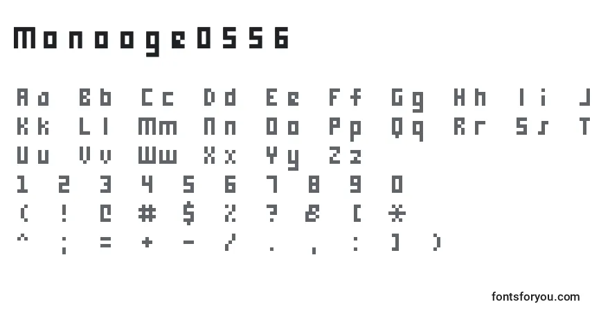 A fonte Monooge0556 – alfabeto, números, caracteres especiais