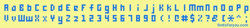 フォントMonooge0556 – 青い文字が黄色の背景にあります。