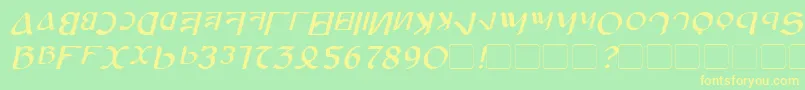 AnayankaItalic Font – Yellow Fonts on Green Background