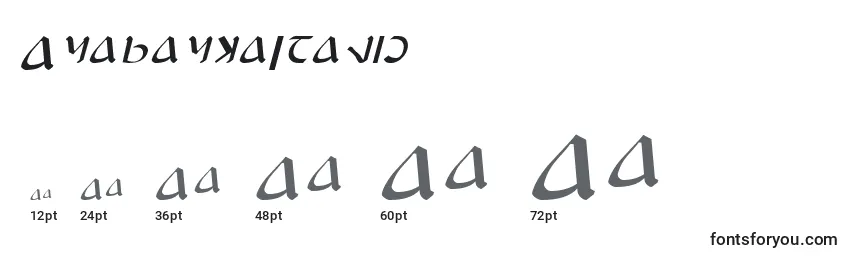 Размеры шрифта AnayankaItalic