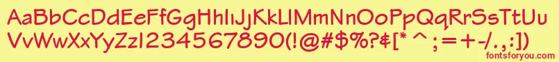 StylusItcTtBold-Schriftart – Rote Schriften auf gelbem Hintergrund