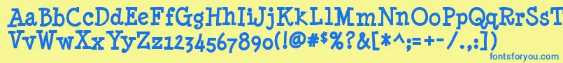 フォントMinynb – 青い文字が黄色の背景にあります。