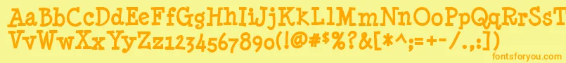 フォントMinynb – オレンジの文字が黄色の背景にあります。