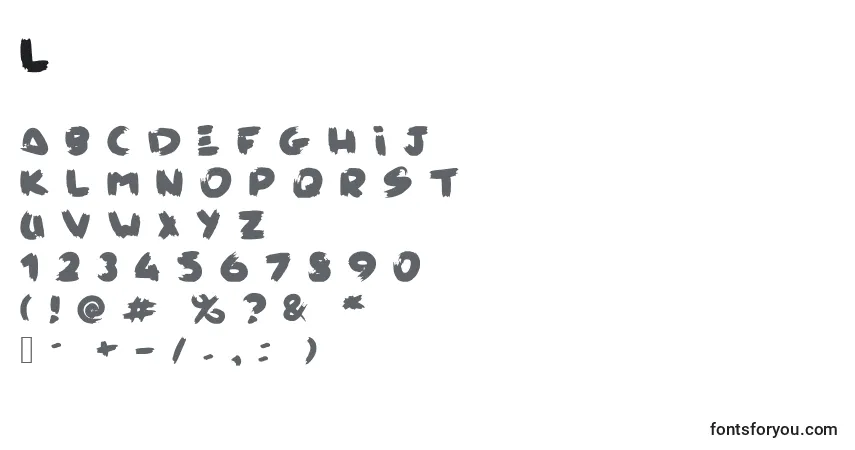 Czcionka Loose – alfabet, cyfry, specjalne znaki