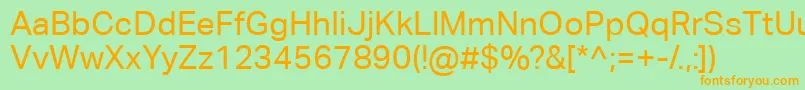 フォントAktivgroteskcorpRegular – オレンジの文字が緑の背景にあります。