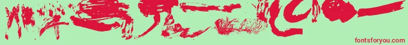 Шрифт BrushStrokeOfGenius – красные шрифты на зелёном фоне