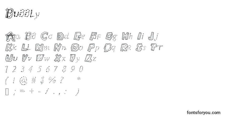 Schriftart Bubbly – Alphabet, Zahlen, spezielle Symbole