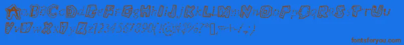 フォントBubbly – 茶色の文字が青い背景にあります。