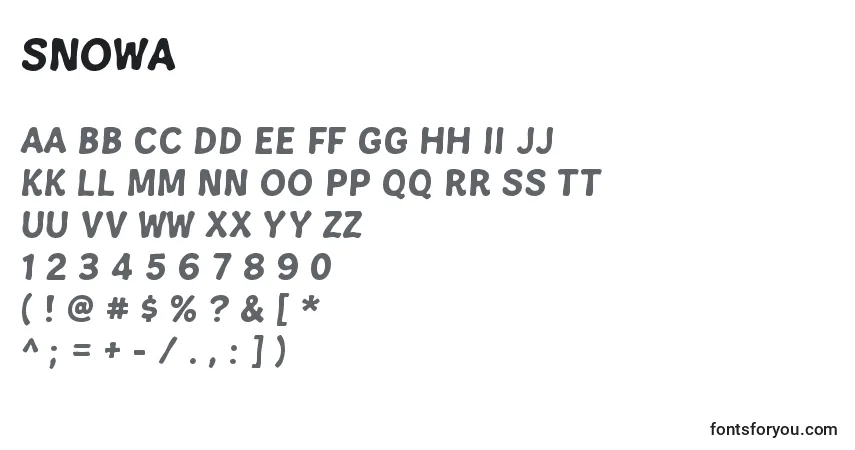 Schriftart Snowa – Alphabet, Zahlen, spezielle Symbole