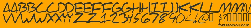 Scraotc-Schriftart – Schwarze Schriften auf orangefarbenem Hintergrund