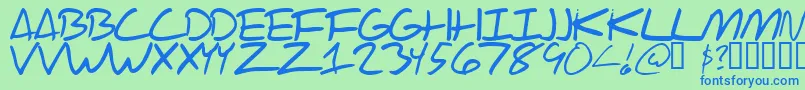 Scraotc-Schriftart – Blaue Schriften auf grünem Hintergrund