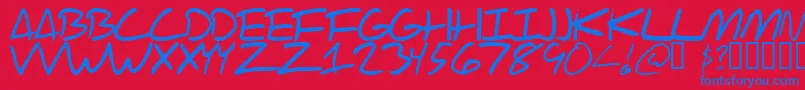 Scraotc-Schriftart – Blaue Schriften auf rotem Hintergrund