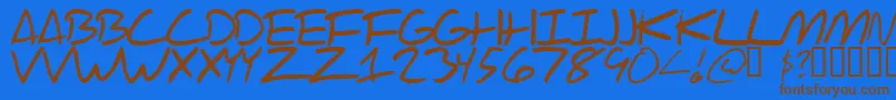 Czcionka Scraotc – brązowe czcionki na niebieskim tle