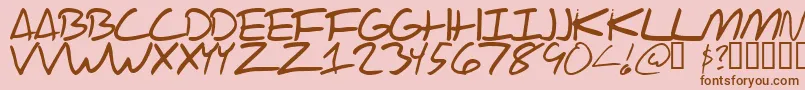 Scraotc-Schriftart – Braune Schriften auf rosa Hintergrund