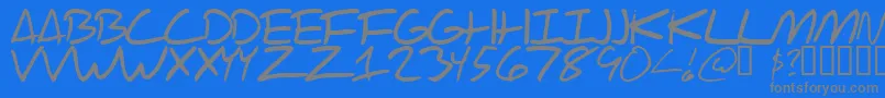 フォントScraotc – 青い背景に灰色の文字