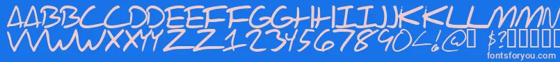 フォントScraotc – ピンクの文字、青い背景