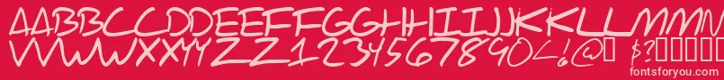 Scraotc-Schriftart – Rosa Schriften auf rotem Hintergrund
