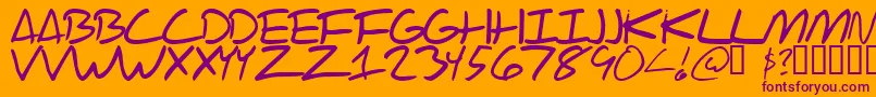 Scraotc-Schriftart – Violette Schriften auf orangefarbenem Hintergrund