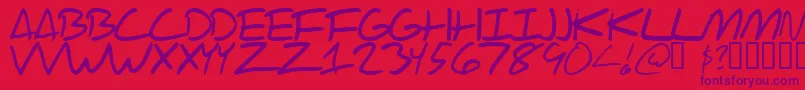 フォントScraotc – 赤い背景に紫のフォント