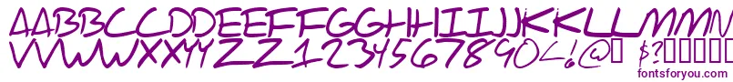 フォントScraotc – 白い背景に紫のフォント