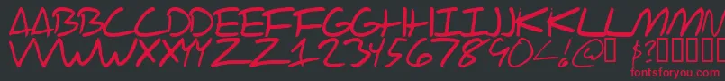 フォントScraotc – 黒い背景に赤い文字