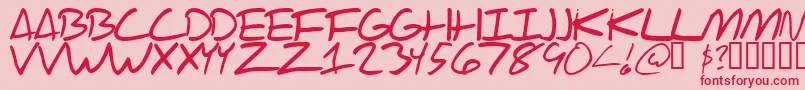 フォントScraotc – ピンクの背景に赤い文字