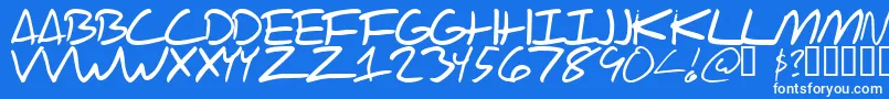 フォントScraotc – 青い背景に白い文字