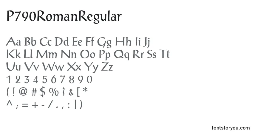 P790RomanRegular-fontti – aakkoset, numerot, erikoismerkit