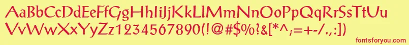 P790RomanRegular Font – Red Fonts on Yellow Background
