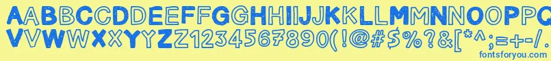 CarnetDeVoyage Font – Blue Fonts on Yellow Background