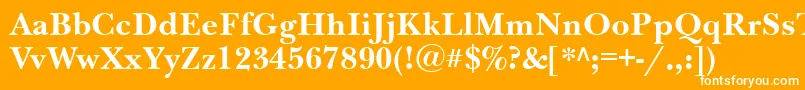 NewbaskervilleettBold-Schriftart – Weiße Schriften auf orangefarbenem Hintergrund
