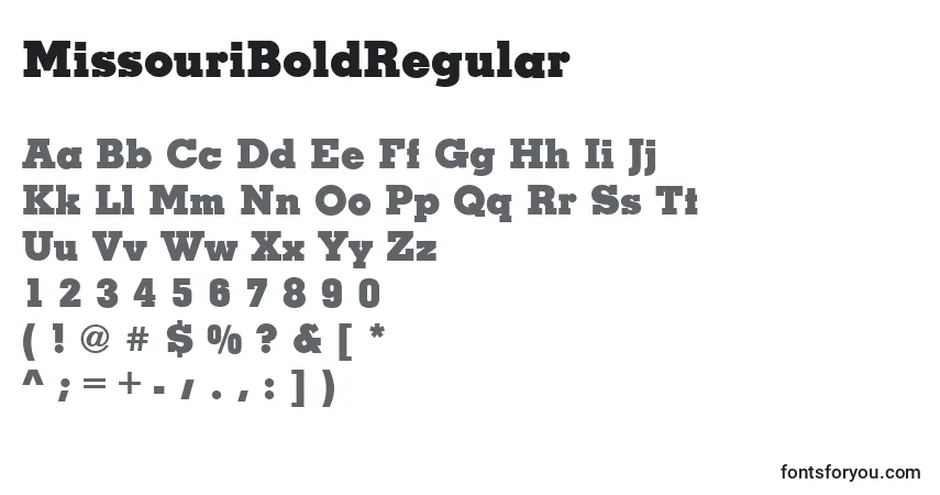 A fonte MissouriBoldRegular – alfabeto, números, caracteres especiais