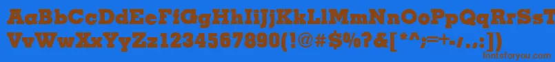 フォントMissouriBoldRegular – 茶色の文字が青い背景にあります。