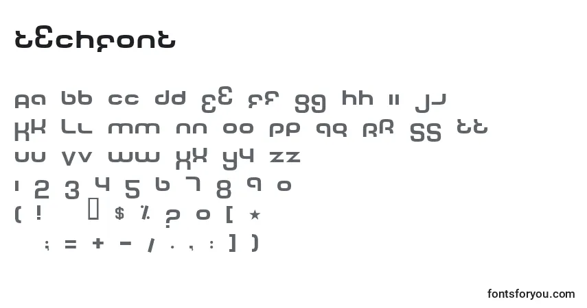 Czcionka TechFont – alfabet, cyfry, specjalne znaki