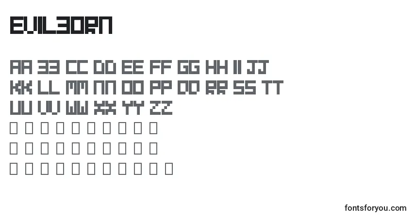 Шрифт Evilborn – алфавит, цифры, специальные символы