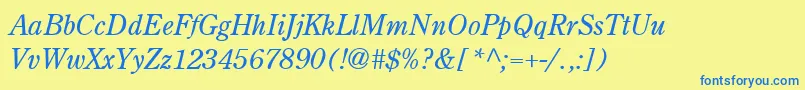 CenturyRetrospectiveLightSsiLightItalic Font – Blue Fonts on Yellow Background