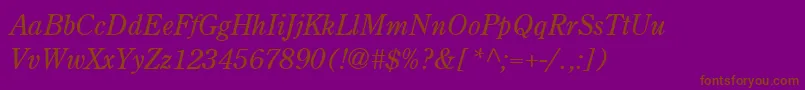 CenturyRetrospectiveLightSsiLightItalic Font – Brown Fonts on Purple Background